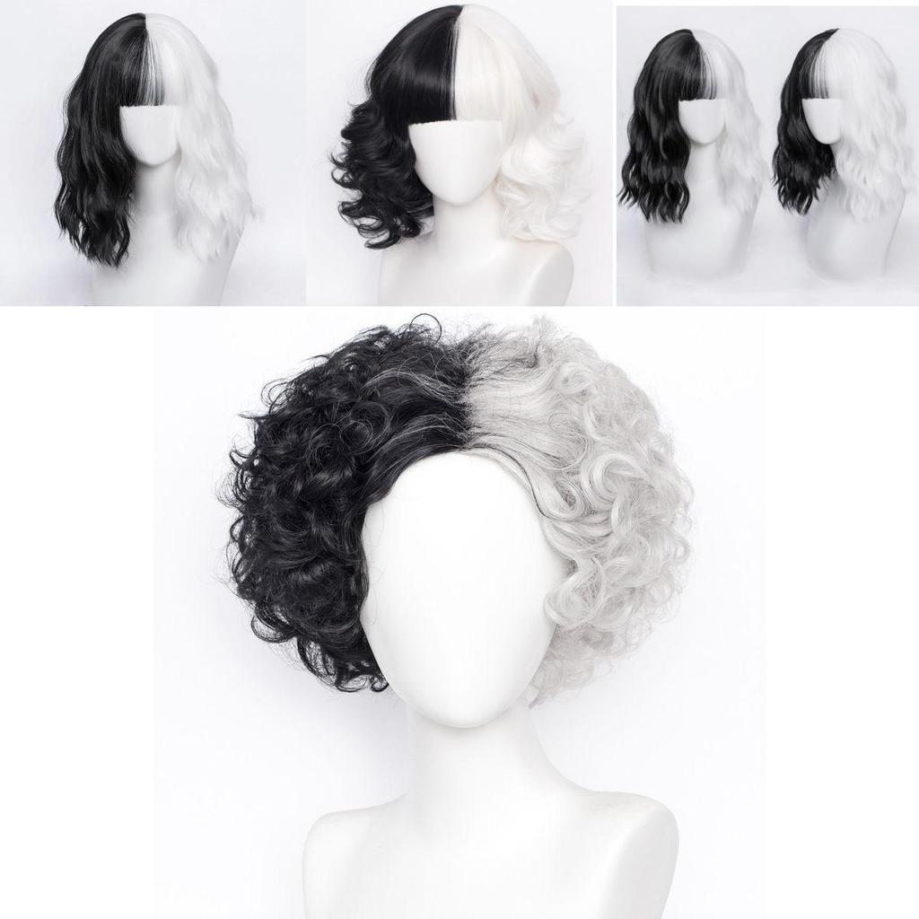 Elegante Parrucca Cosplay Cruella Capelli Corti Fibra ad Alta Temperatura Per Donne