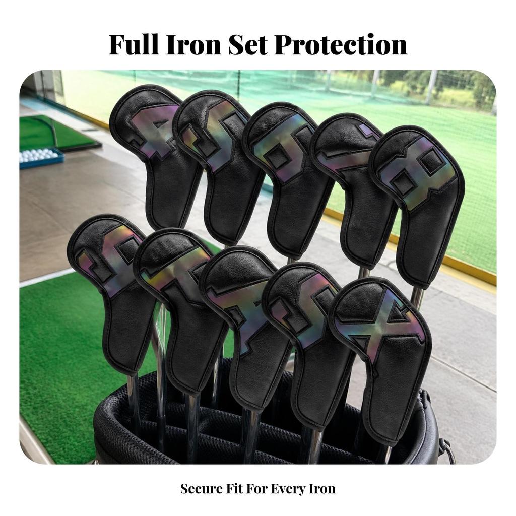 10 Pieces Golf Iron Headcover Dirt-Resistant Club Set Sturdy