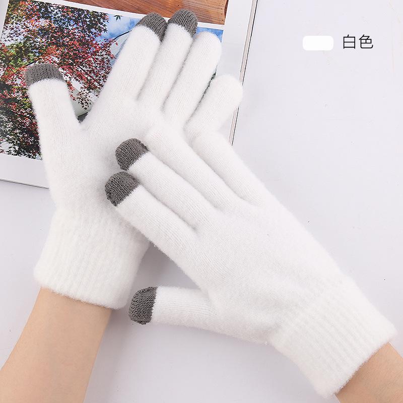 Treatment does not pick color, piled thickened gloves, women's winter knitted touch screen warm winter gloves