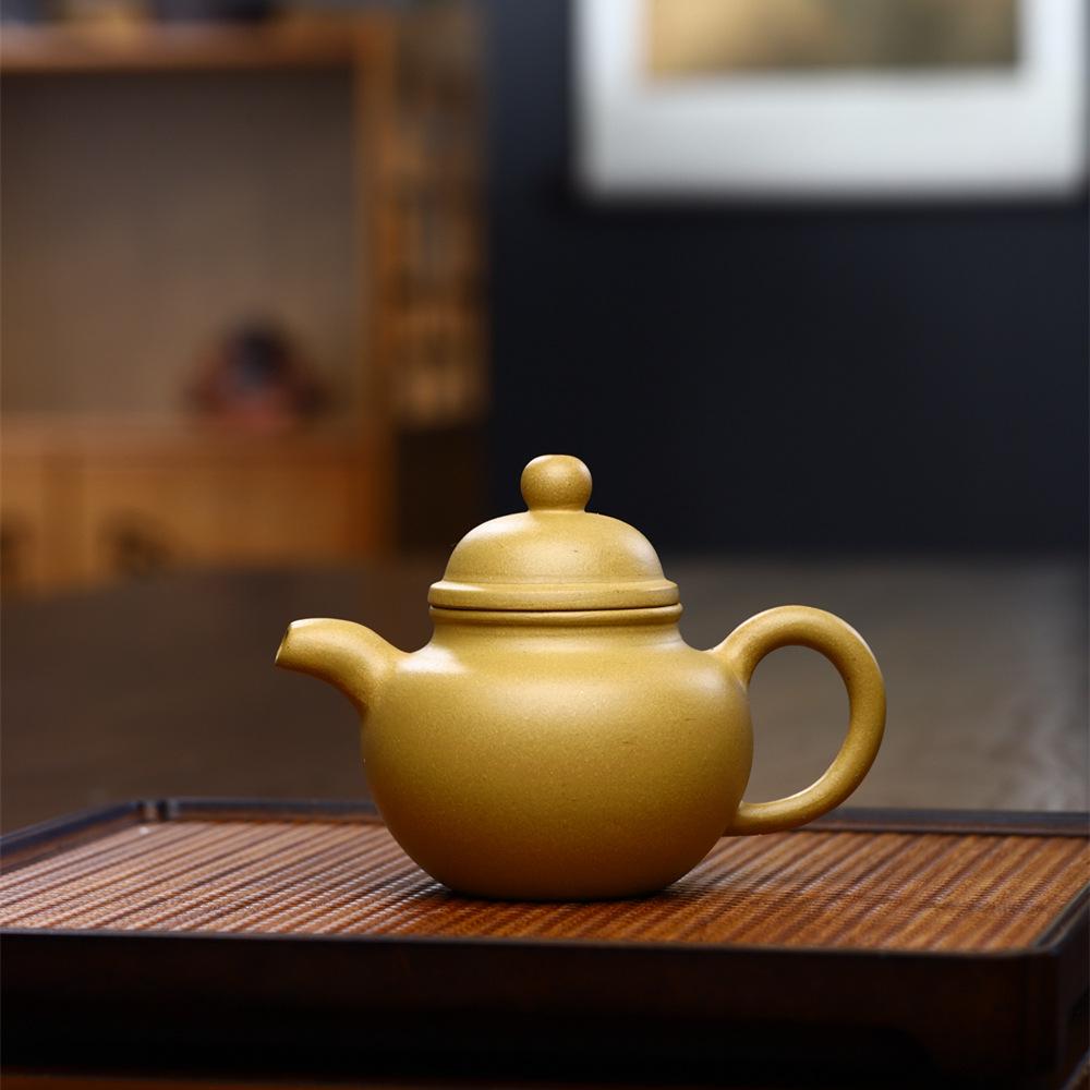 Yixing Handmade Golden Duan Ni Zisha Teapot, Large Capacity Duoqiu Pot for Tea Brewing