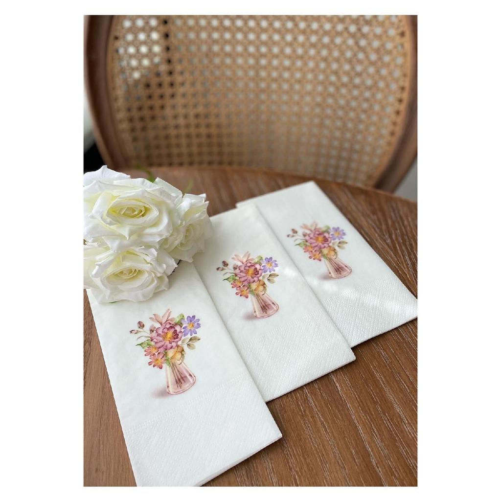 Glass Vase Flowers Presentation Napkin 16pcs