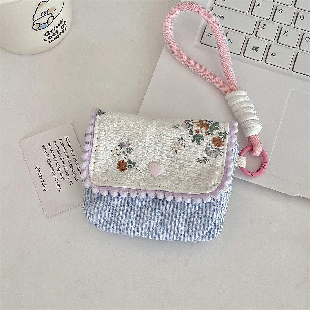 Flower Small Makeup Lipstick Bag Canvas Mini Storage Bag Sweet Floral Coin Purse Students