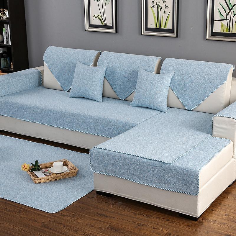 Sofa Cushion Fabric Four Seasons Sofa Slipcover Universal Autumn Linen Simple Modern Thickened Non-Slip Sofa Covers