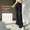 Women's Ribbed Fleece-Lined High-Waist Slit Flared Pants