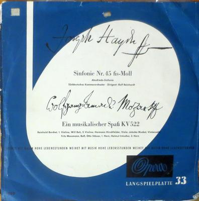 LP Record JOSEPH HAYDN WOLFGANG AMADEUS MOZA Sinfonie Nr.45 FisMoll AbschiedsS XP2830 Opera 1956 Germany Classical Used