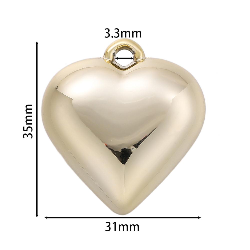 2pcs/Lot CCB Large Heart Shape Pendants Charms for DIY Earring Necklace Bracelet Jewelry Making Accessories Supplies