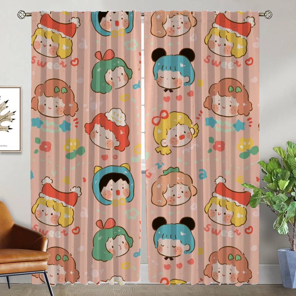 

Милые детские противомоскитные шторы для гостиной, затемняющие шторы, украшения на Хэллоуин, перегородки, тюль для спальни, камера W50xH70cmx2pcs-CL