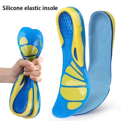 Thick Silicone Elasticity Insole Soft Anti-slip Sports Insole Shock-absorbing Sole Arch Support Orthotic Insole 2pcs/4pcs