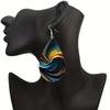 Exaggerated creative popular color pattern teardrop earrings
