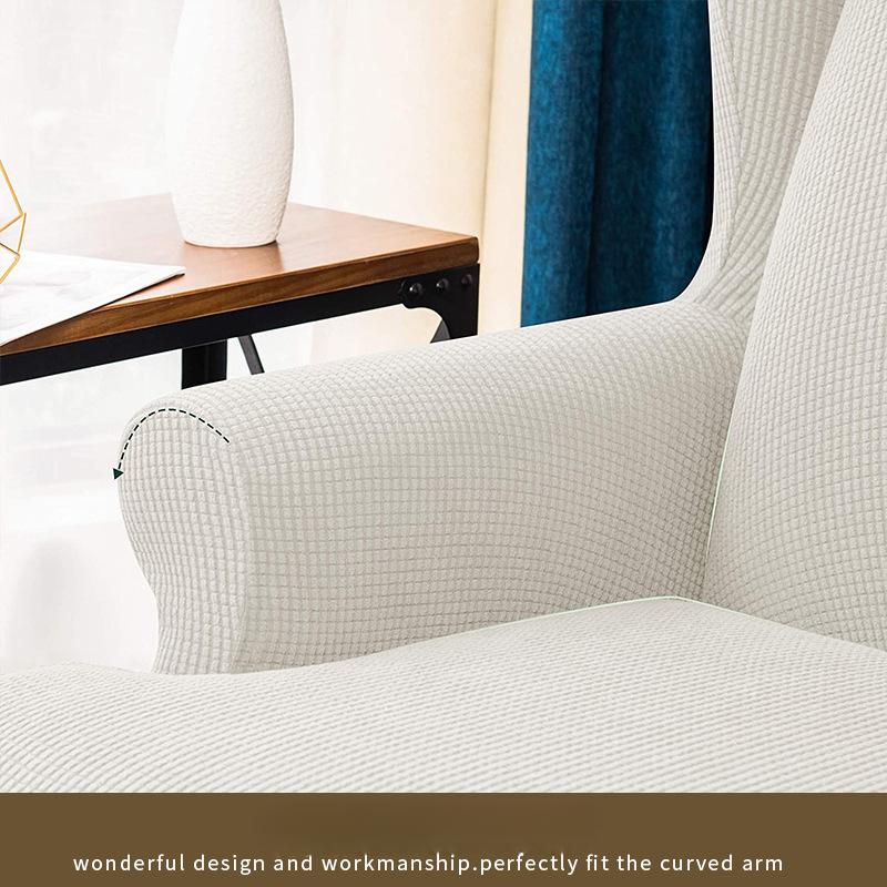 Wingback Chair Covers 2 Piece Wing Chair Slipcover Stretch Slipcover for Wingback Chairs Wing Chair Cover with Elastic Bottom Non-Slip Furniture Cover