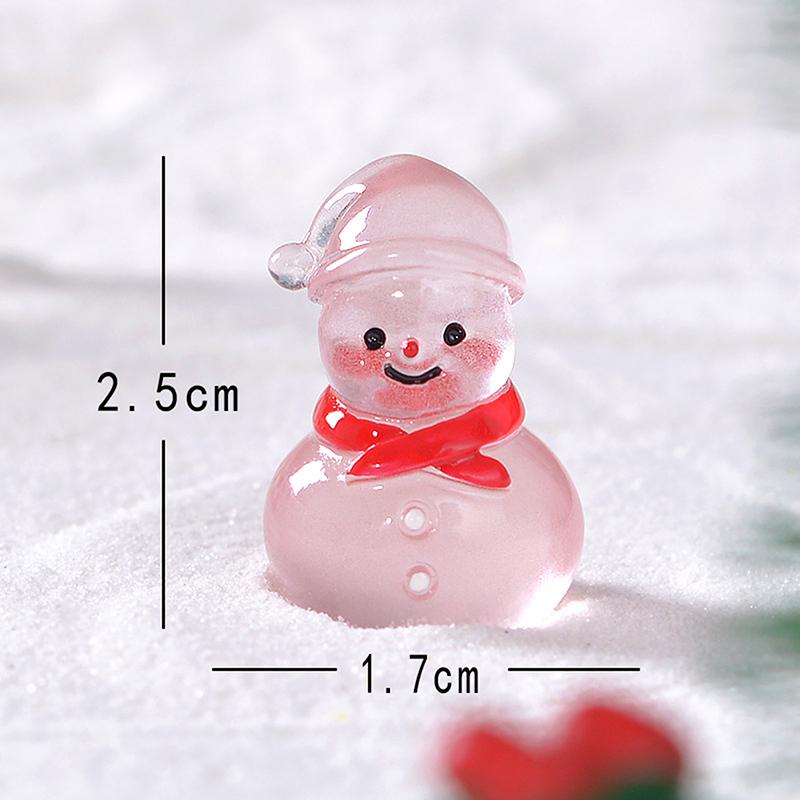 1Pc Luminous Micro Landscape Snowman Ornaments Diy Resin Christmas Garden Decoration Outdoor Patio Lawn Yard Garden Accessories