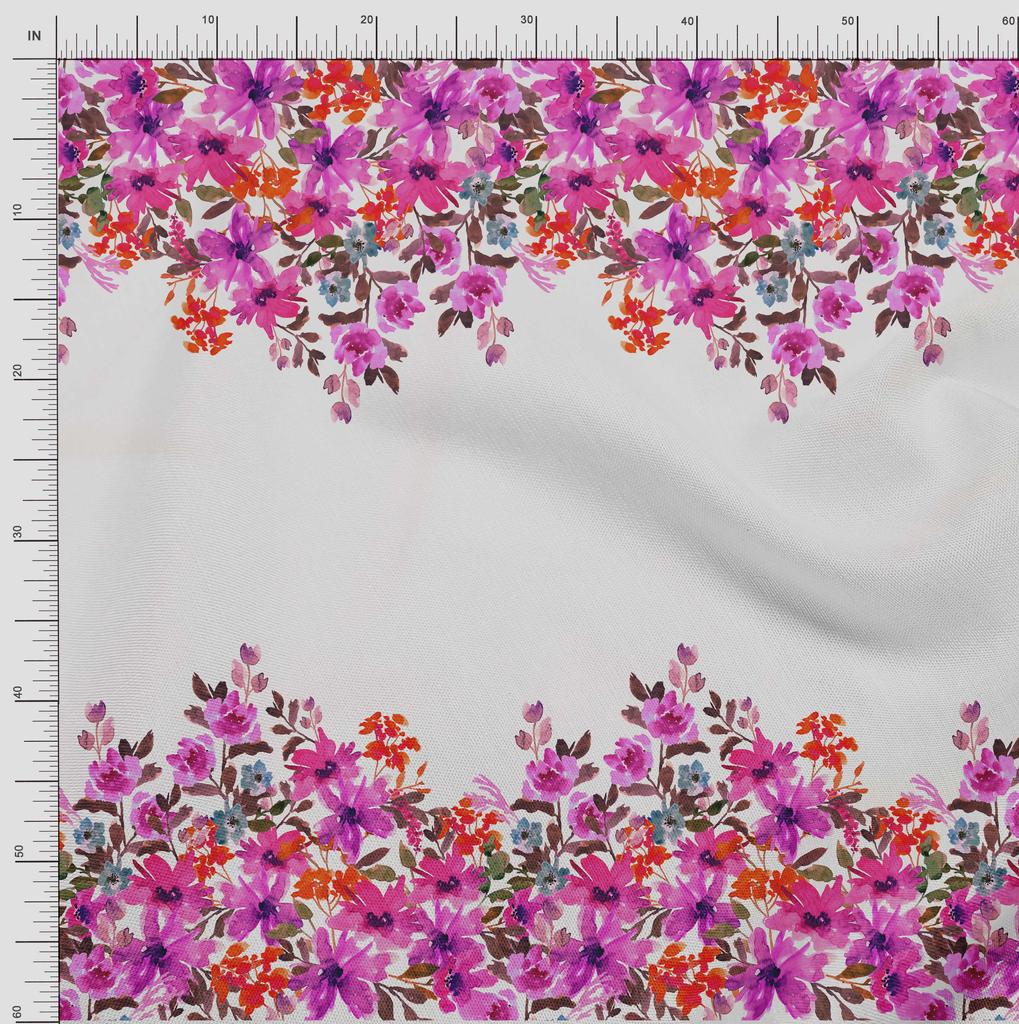 oneOone Cotton Flex Fabric Leaves & Flower Panel Decor Fabric Printed BTY 40 Inch
