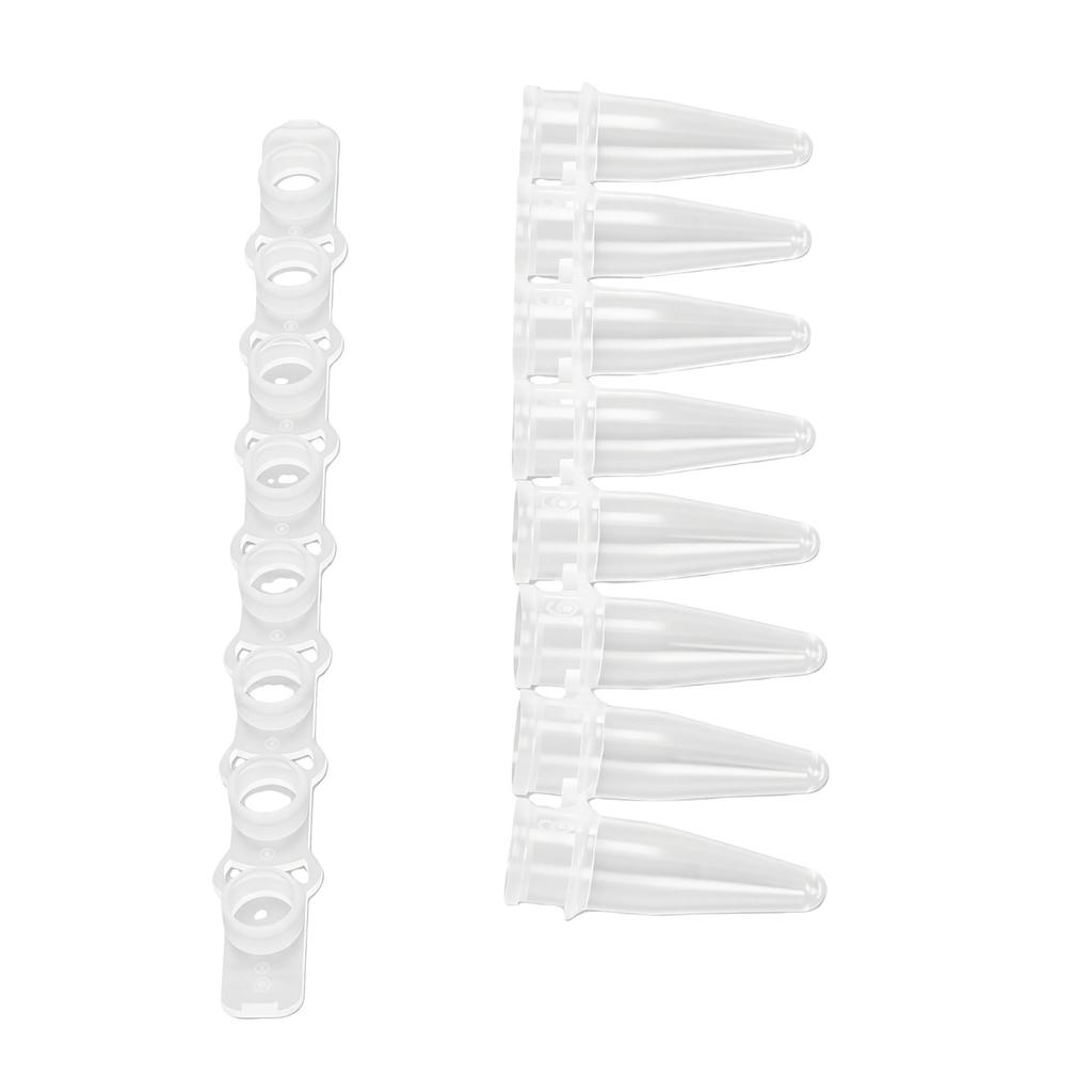 200PCS 8 Strip PCR Tubes with Caps 0.2ml Transparent Microcentrifuge Tube for Experiments