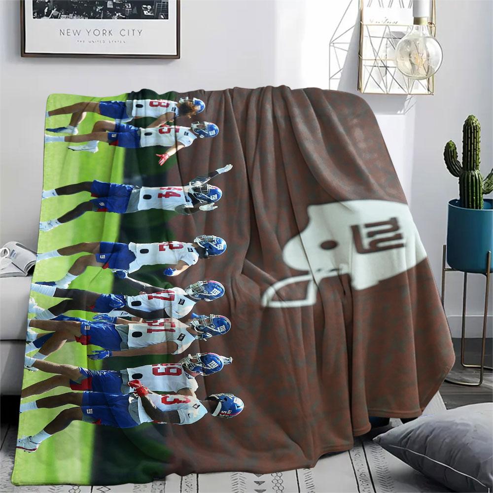 NY Giants Printed Flannel Blanket, soft throw for bedroom sofa, washable, fan merchandise, great gift.
