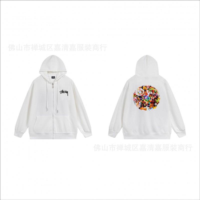 Unisex mikina s kapucí na zip s potiskem Bavlněný svetr Lehká podzimní zimní neformální svrchní oblečení