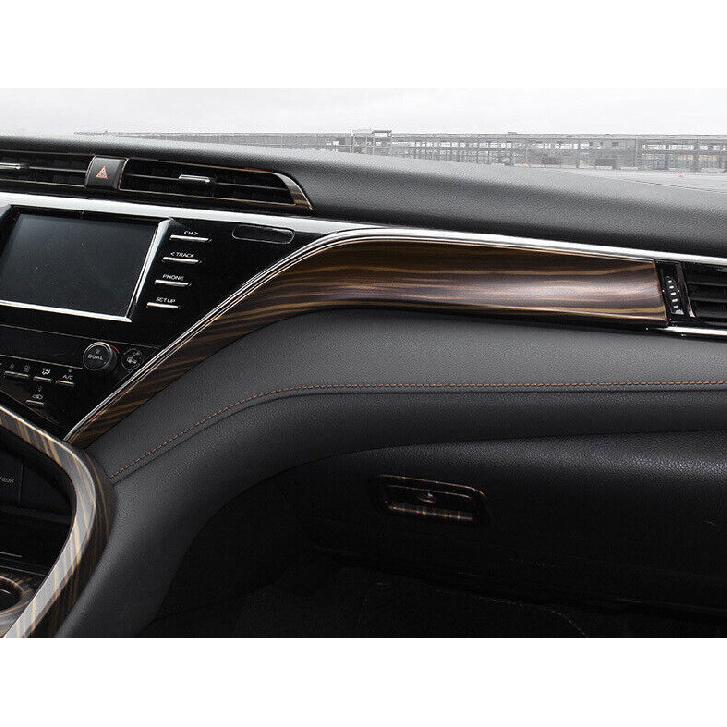 For Toyota Camry 18- Matte Wood Grain Co-pilot Storage Box Handle Cover Trim