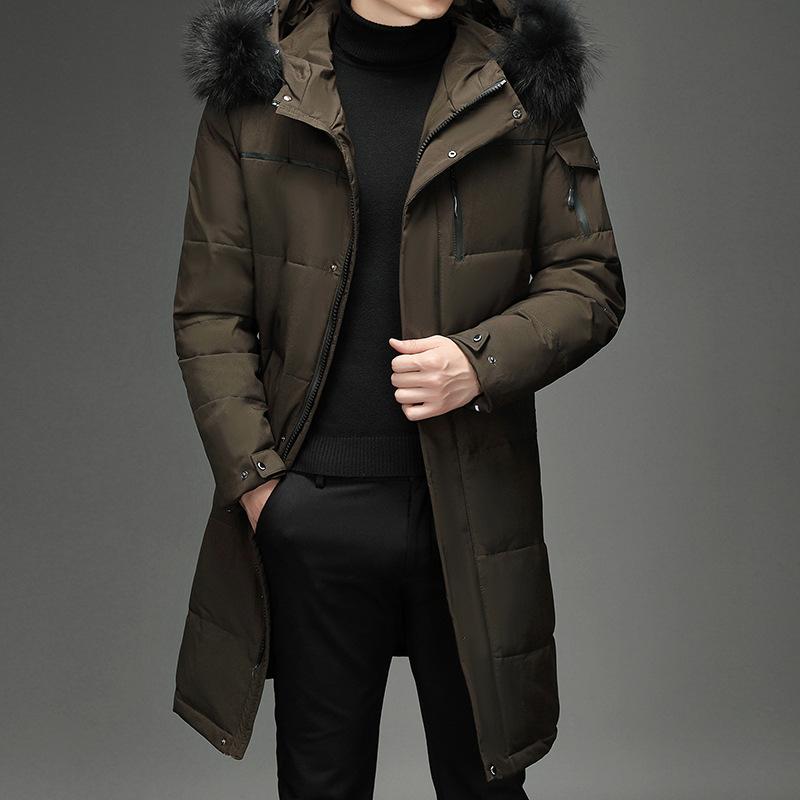 Piumino da uomo Giacca da esterno Pelliccia artificiale Lungo al ginocchio Piumino Tinta unita Cotone ispessito Abbigliamento da lavoro Taglie forti M-5XL
