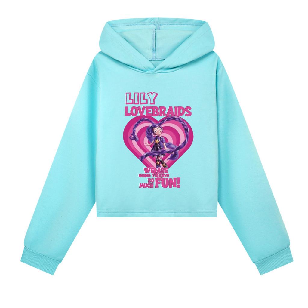 5580 Fashion Casual Kids Girls Lily Lovebraids Print Long Sleeves Hoodies Top