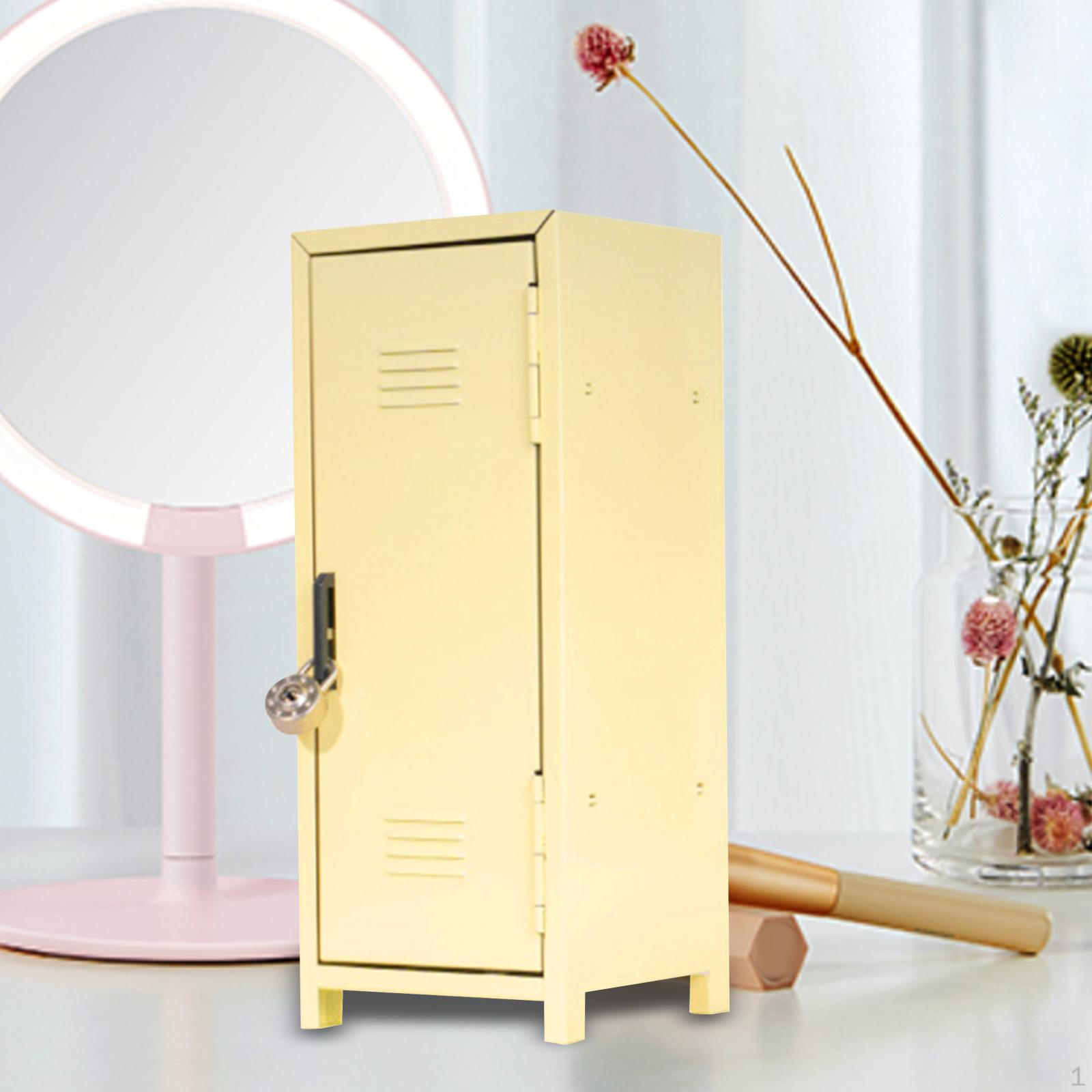 

Міні Шафка Настільна Тумбочка Дівоча Скринька з Замком Настільний Органайзер для Зберігання для Ляльок Ювелірних Виробів жовтий