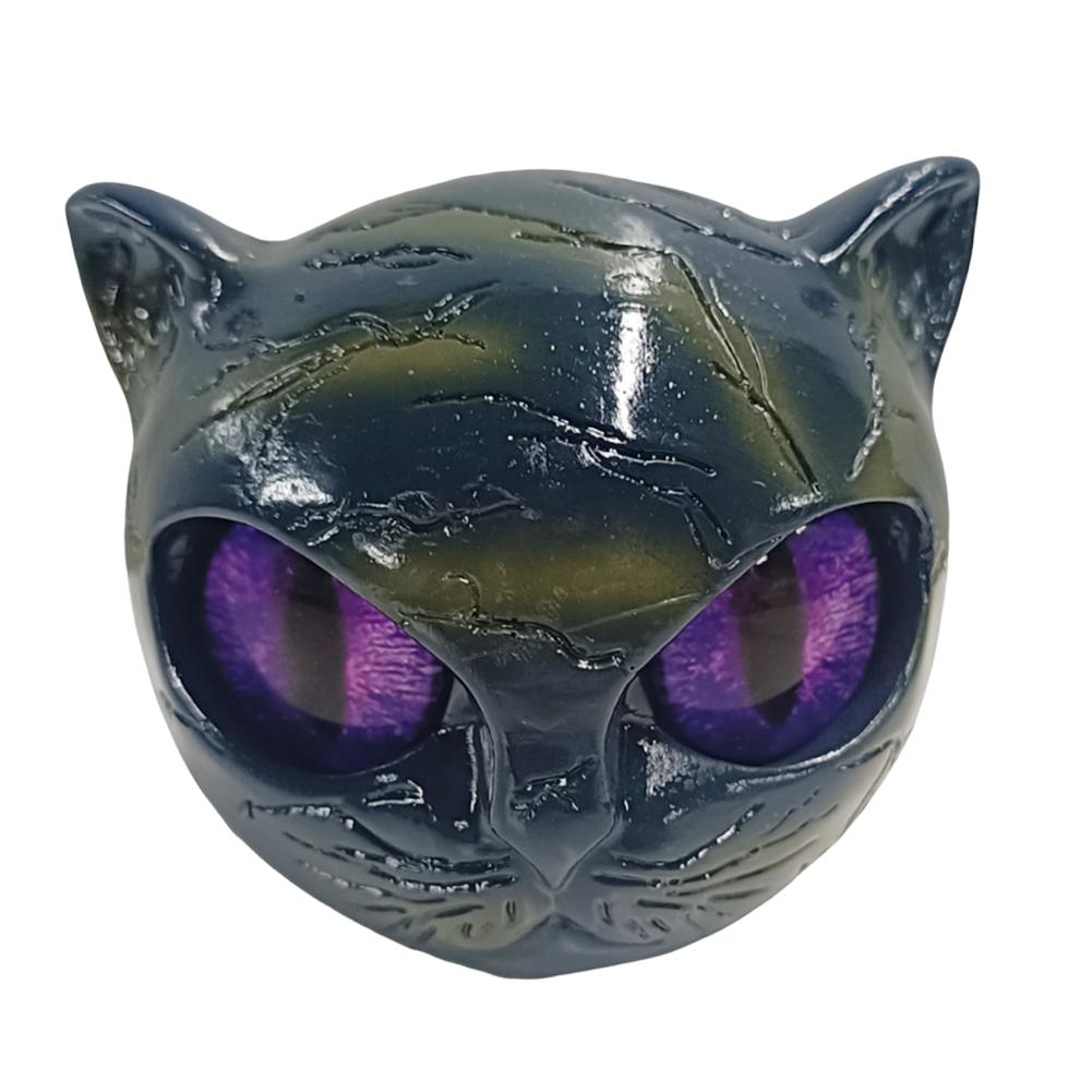 Black Cats Stone Sculpture Resin Cat Head Figurine Healing Stone Marble Texture Cat Stone Halloween Home Decor For Cat Lovers