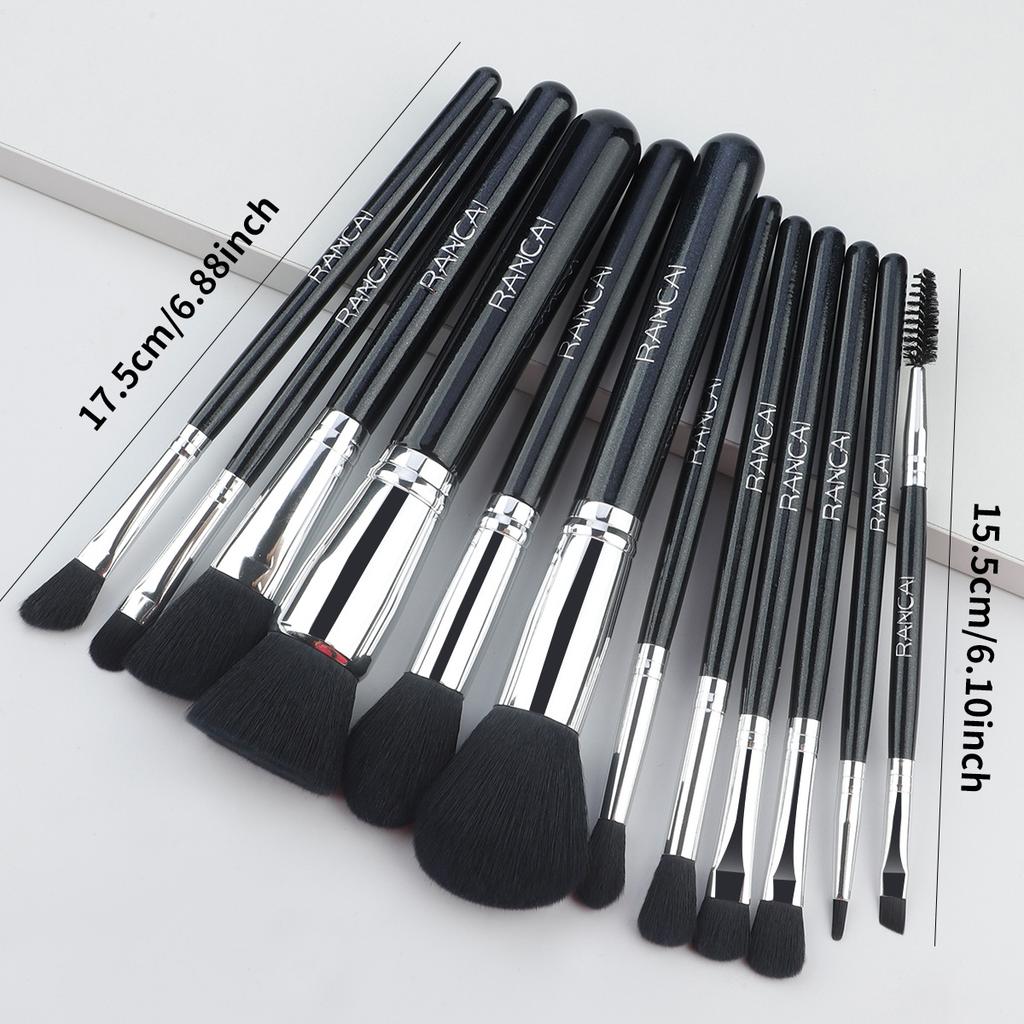 New 12 makeup brushes cover brush black soft hair loose powder brush foundation brush eyeshadow brush eyelash brush multi-functional beauty