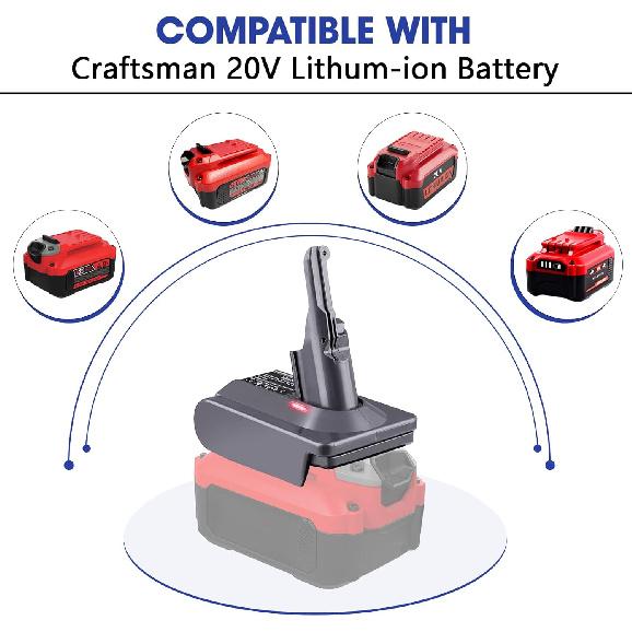EID V8 Battery Adapter Compatible with Craftsman 20V Battery to Replacement for Dyson V8 215681 Battery, Works with V8 Series V8 Animal V8 Absolute