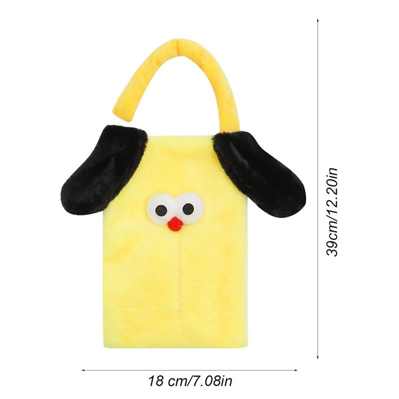 Plüsch-Taschentuchhalter für Auto Cartoon-Hund Sitzlehnen-Taschentuchbox Kreative Sitzlehnen-Taschentuchbox Weiche Taschentuchhülle Organizer für Auto