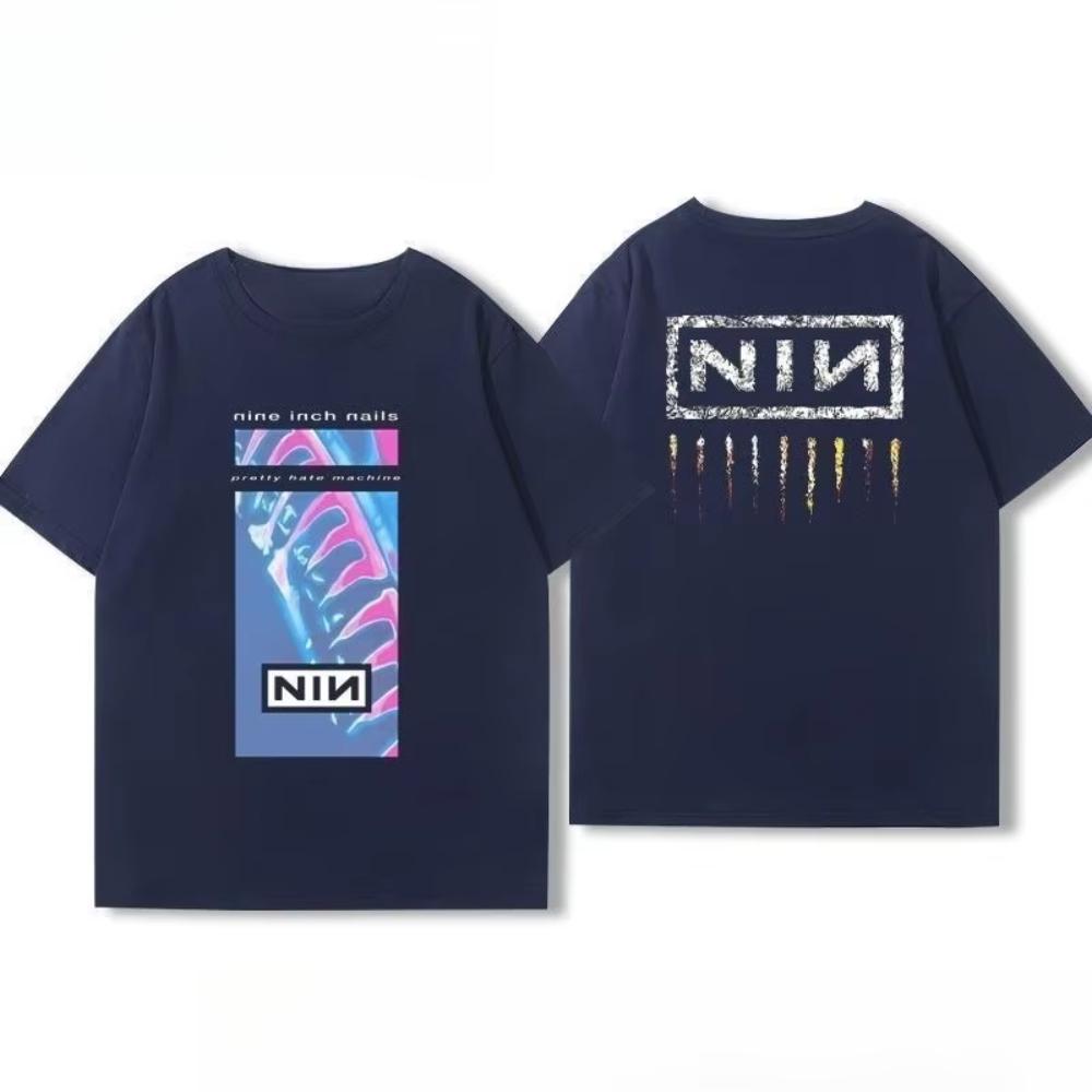 25 Top Mens and Womens Cotton Coat Nine Inch Nails Nine Inch Nails Surrounding Rock and Roll Band Printed Short Sleeve Tshirt