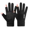 Gloves for Winter Anti Cold Windproof Warm Insulation Velvet Touch Screen Outdoor Cycling Driving Motorcycle Delivery Half Finger Leakage