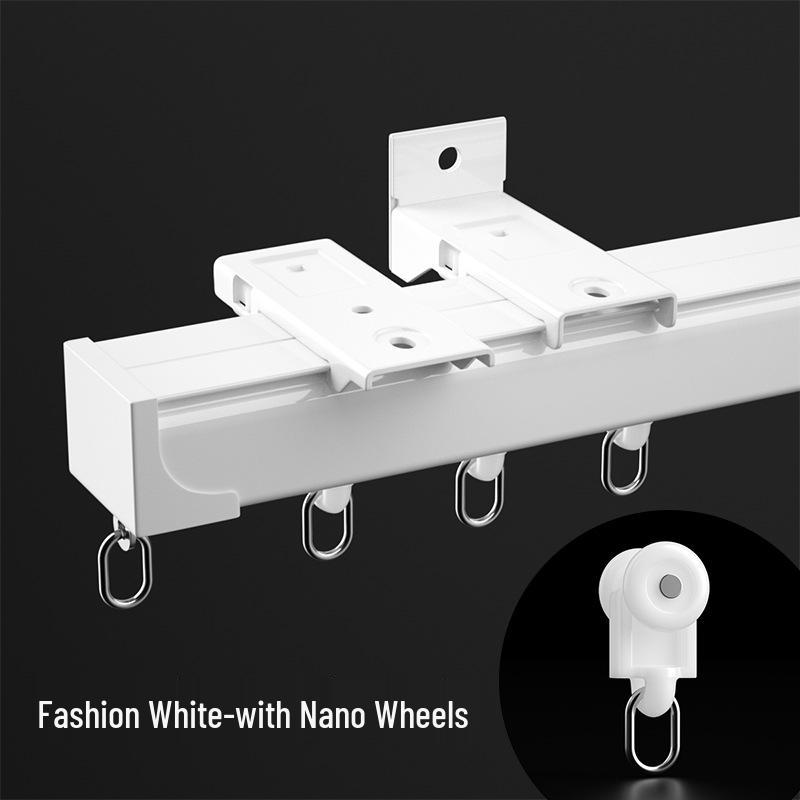 Jianmei 2.6mm Thick Silent Curtain Track with Bendable Heavy Duty Aluminum Alloy Rail and Guide Bearing Wheel.