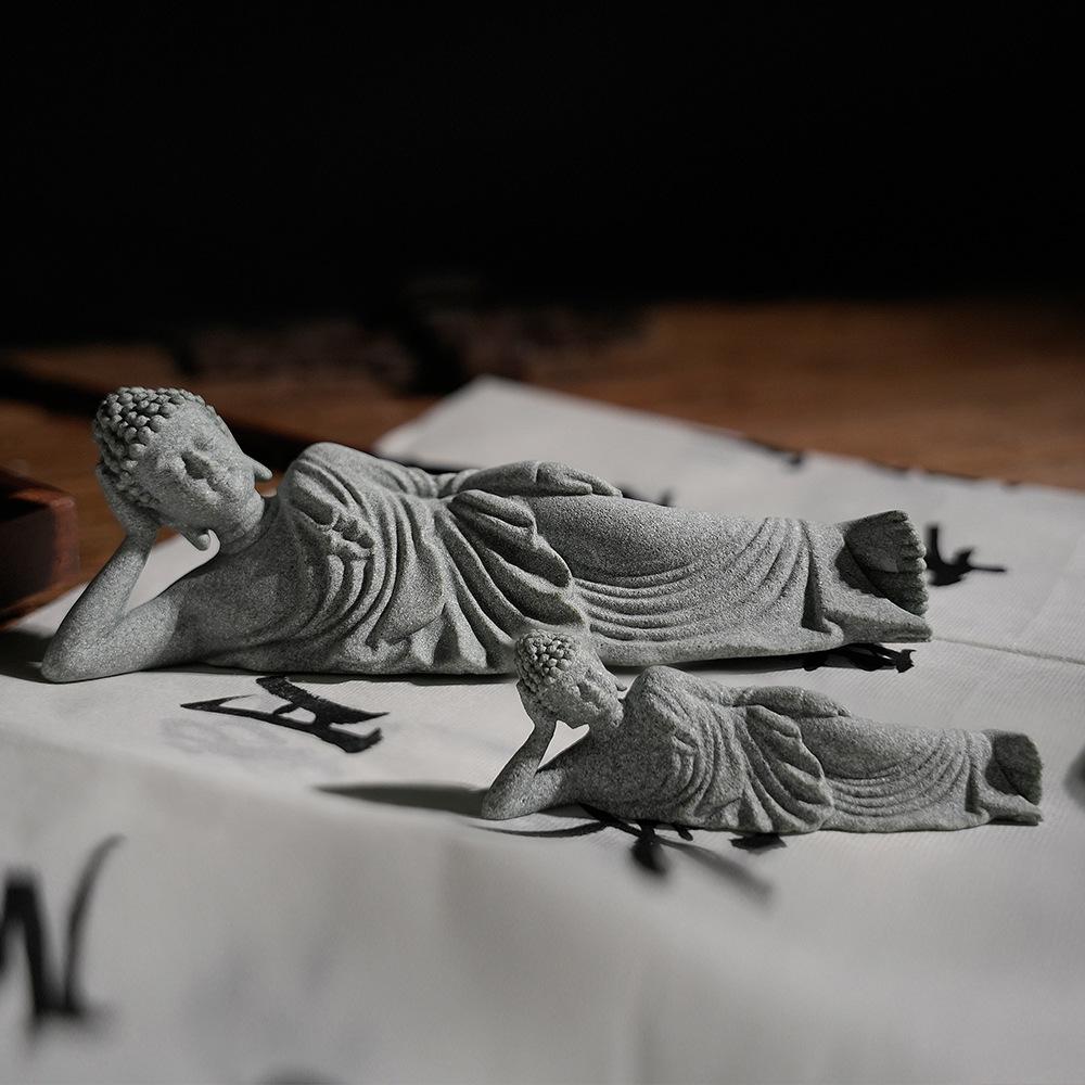 Zen Buddhist Micro Landscape Desktop Ornament with Fish Tank, Rockery, and Incense Holder.