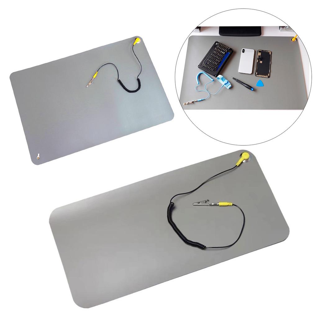 Antistatická bezpečnostní podložka s uzemňovacím vodičem a ESD náramkem vhodná pro opravy počítačů, mobilů, citlivé elektroniky