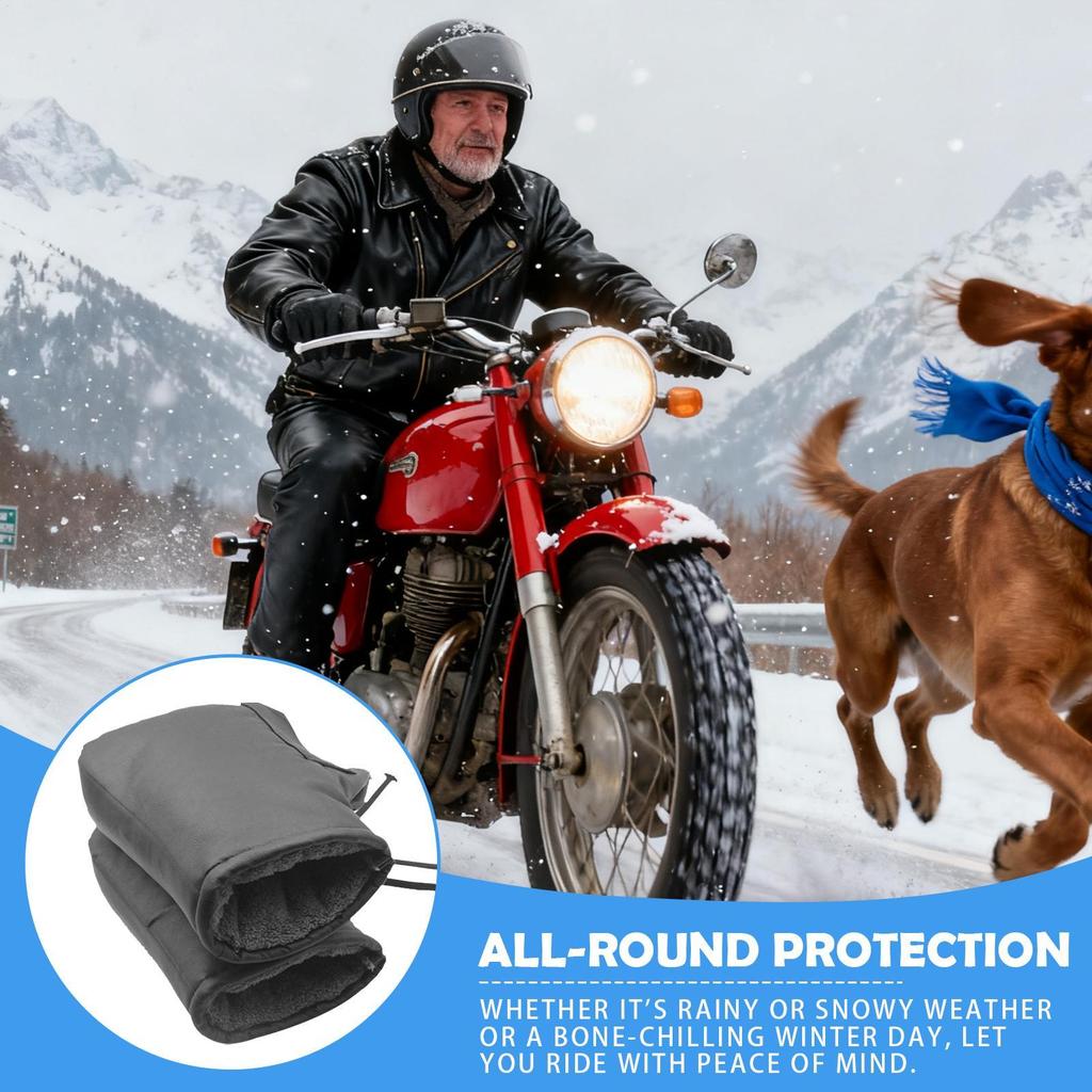 12V Heated Handlebar Muffs Windproof Electric Comfortable Snowmobile Heated Grip Gloves for Men Riders Commuting Riding Touring