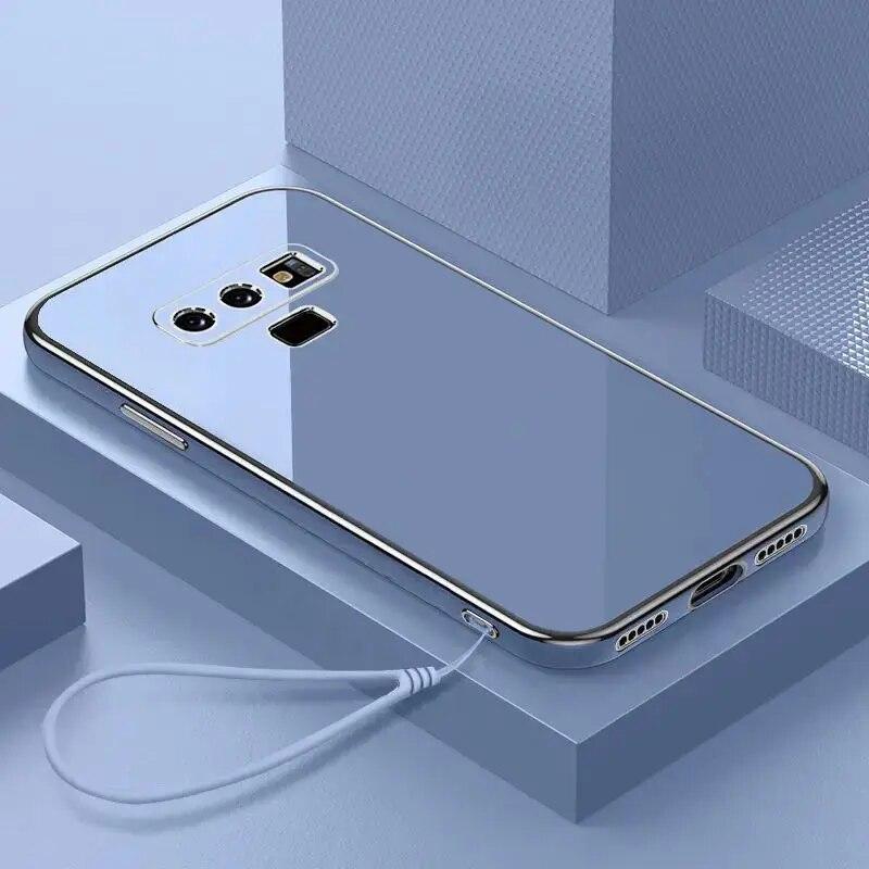 

Чехол для Samsung Note9 Galaxy Note 9, роскошный чехол для телефона с квадратным покрытием SM-N960F, противоударный мягкий силиконовый чехол из ТПУ, задняя крышка, Чехлы Galaxy Note9&Case & Strap серый/синий