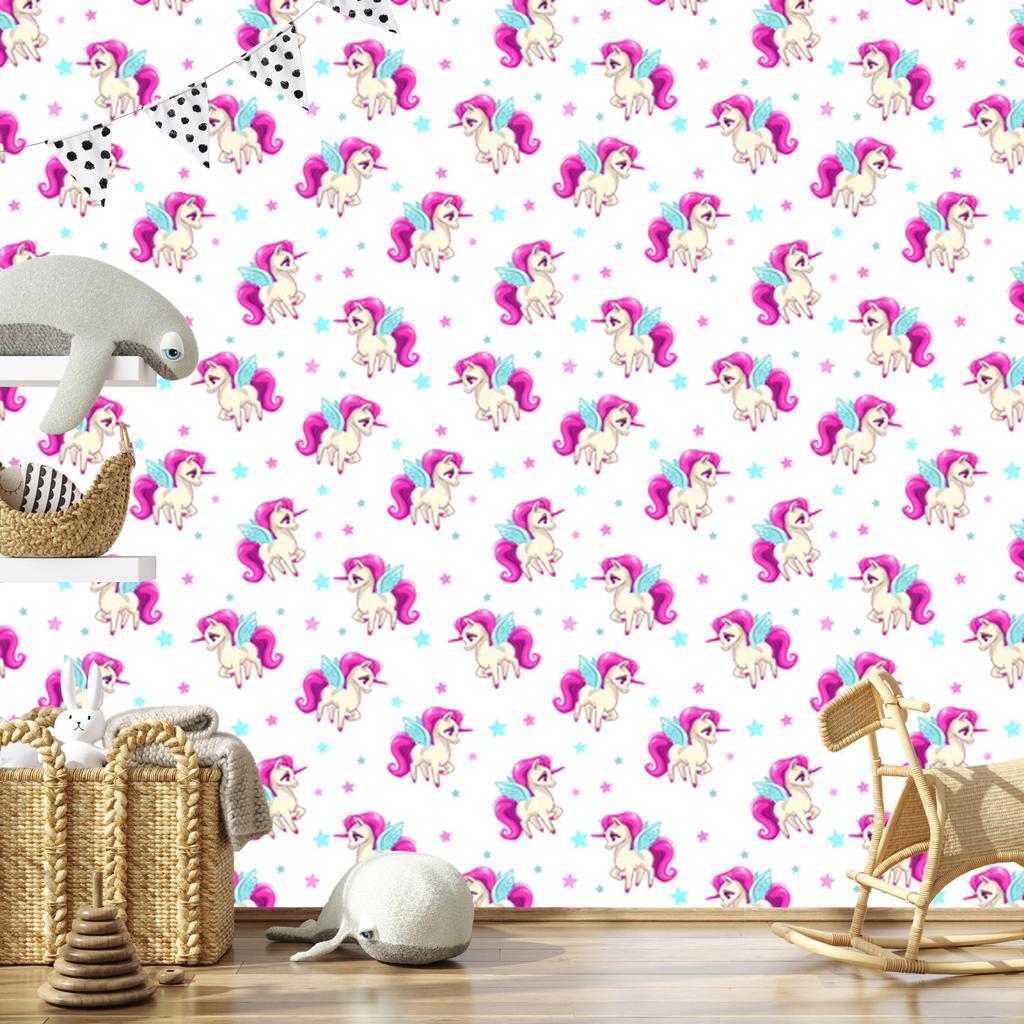 Flying Unicorns and Stars Wallpaper for Living Room and Bedroom 50x1000