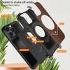 For iPhone 15 Pro Max Magnetic Case Wood Covered Metal Boardless Phone Back Cover with Kickstand