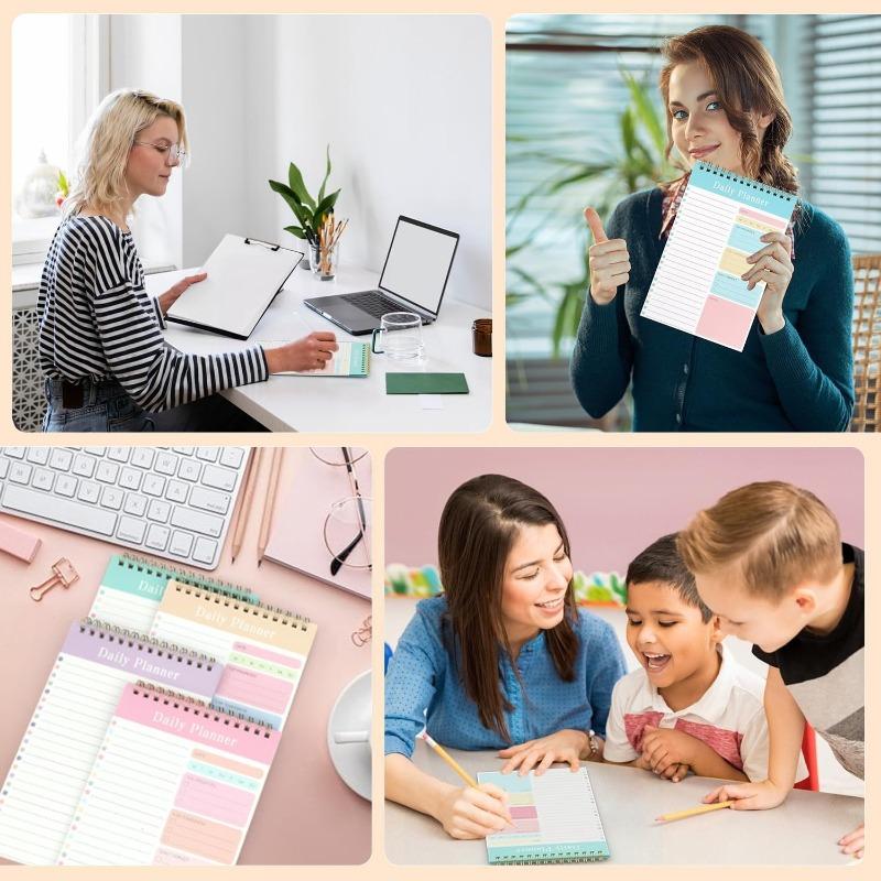 5 Pack to Do List Pad, Undated Daily Planner A5 Notepads, 150 Pages Diary to Do