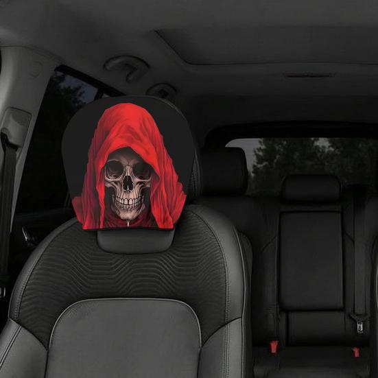 Funny Cartoon Car Headrest Covers, Universal Breathable Elastic Seat Neck Pillow Protector, Humor Spooky Auto Interior Decor for Most Vehicles