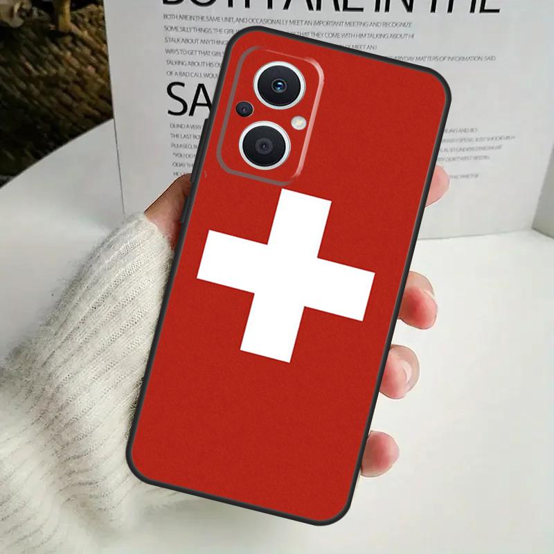 Switzerland Swiss Flag Case For OPPO Reno 12F 13F 14F 10 11 12 13 14 Pro 8T 7 8 Lite OPPO Find X6 X5 X8 X9 Pro Cover