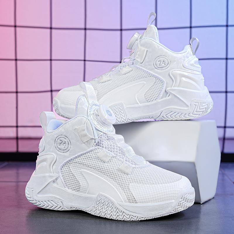 

Children s rotating button professional basketball shoes spring and summer new 2025 breathable mesh sports shoes boys training 31