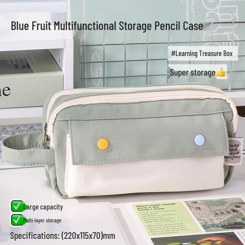 Large Capacity Blue Transparent Ita Pencil Case - Stylish and Functional for Students