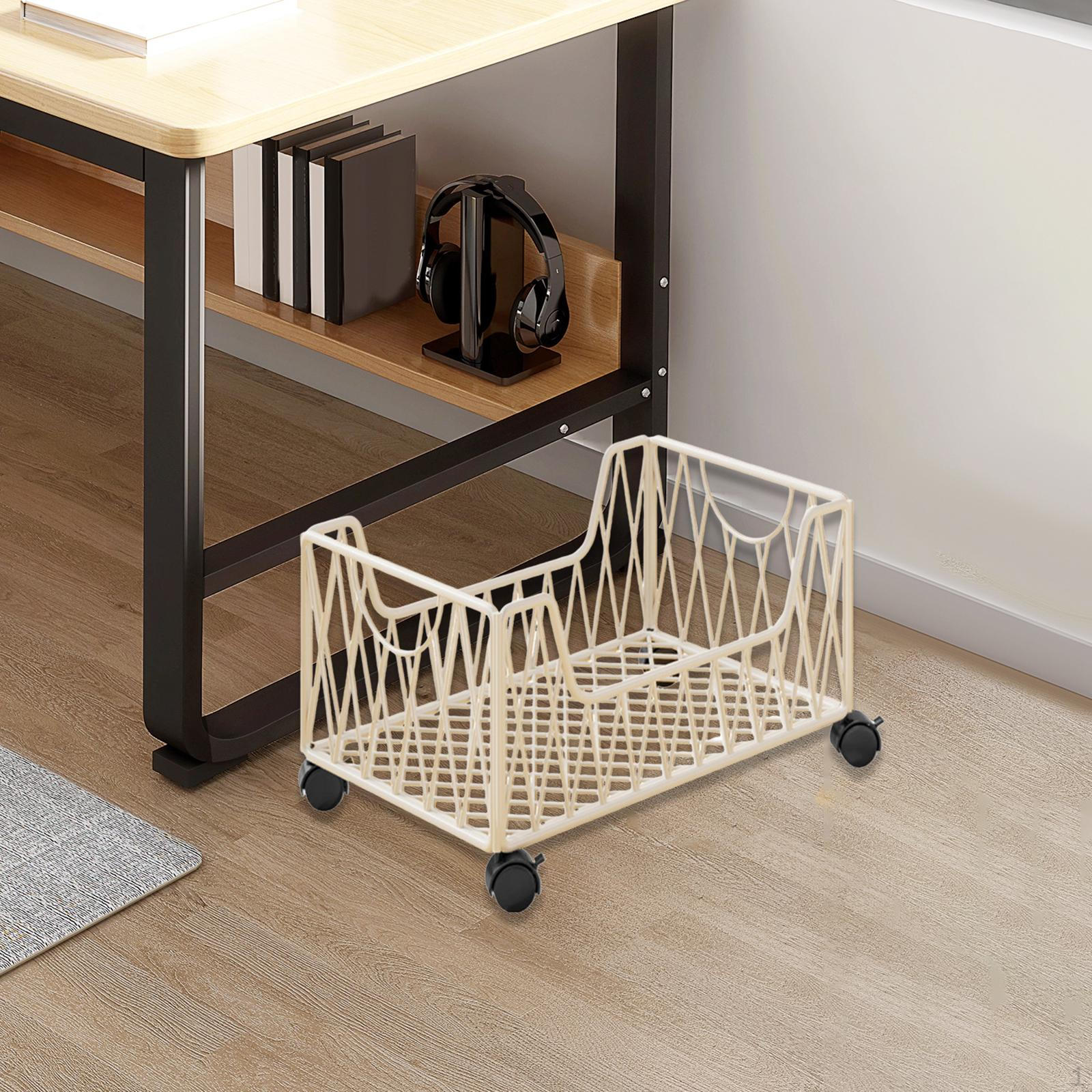 

Передвижная хозяйственная тележка Подвижный книжный шкаф на колесах Практичный органайзер для файлов Контейнер для хранения книг для L белый