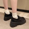 Retro britischer Stil schwarze kleine Lederschuhe Damen 2025 Frühling neue dicker Absatz dicke Sohle erhöhend kleine Slipper Einzelne Schuhe