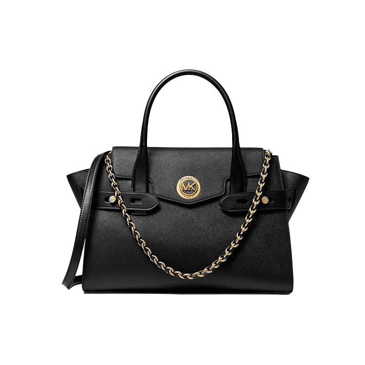 

Michael Kors MK Carmen Solid Commuter Letter Logo Leather Shoulder Crossbody Tote Bag Large Women handbags Black 30S0GNMS7L001 Basic Set (Bag+Dust Bag)