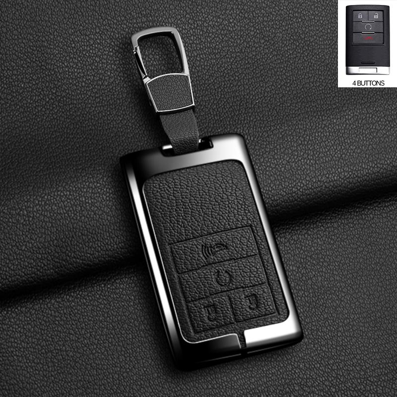 Zinklegierung Leder Autoschlüsselhülle Schlüsselanhänger Abdeckung für Chevrolet C7 Corvette Cadillac DTS SLS SRX XLS STS Escalade CTS ATS 28T CTSV XTS