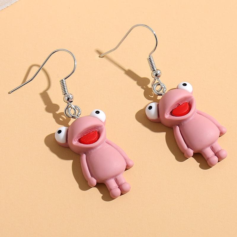 Cute Simple Funny Small Drop Earrings For Women Girls Children Animal Duck Frog Mushroom Cloud Shape Resin Dangle Zircon Gift