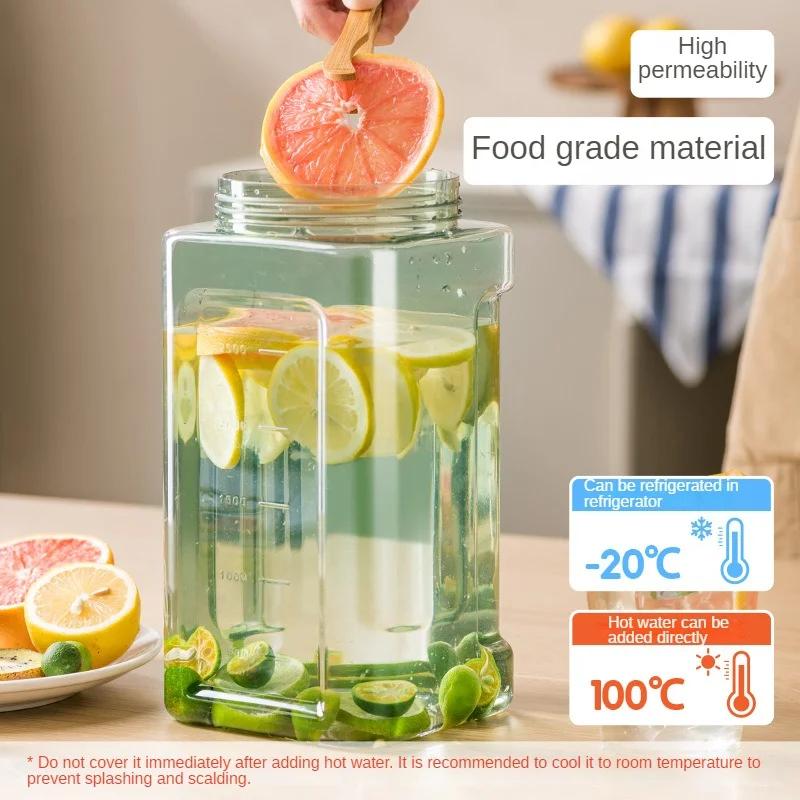 Cold Water Jug featuring Faucet Polymer Drink Distributor designed for Fridge Cold Kettle Household Large Capacity Drink Juice Tea Drink Bucket