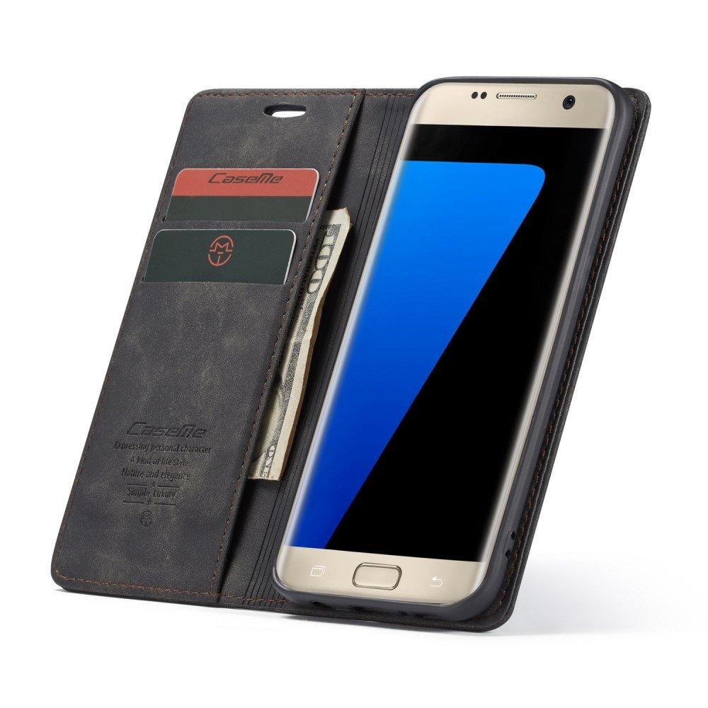 CASEME case for Samsung Galaxy S7 Edge, Leather Wallet Case, black