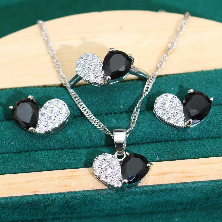 2024 New Zircon Heart Necklace Earrings Earrings