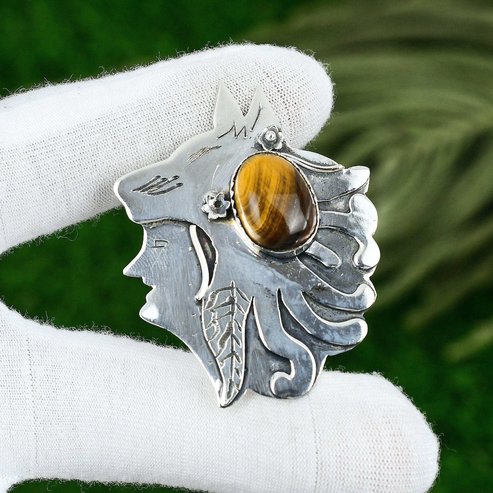 Sterling Silver Oval Tiger Eye Gemstone Sacral Chakra Anniversary Bezel Pendant